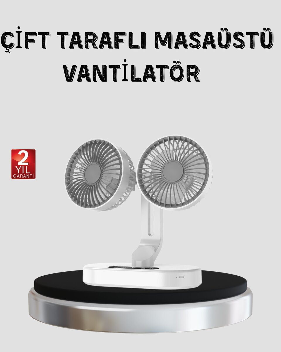 USB Şarjlı Çift Kafalı Vantilatör – 720° Döner Başlık ve Sessiz Çalışma Özelliği 1 USB Şarjlı Çift Kafalı Vantilatör – 720° Döner Başlık ve Sessiz Çalışma Özelliği