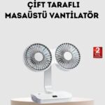 Kablosuz USB Şarjlı 720° Döner Masaüstü Fan – Çift Taraflı Serinlik ve Gece Lambası