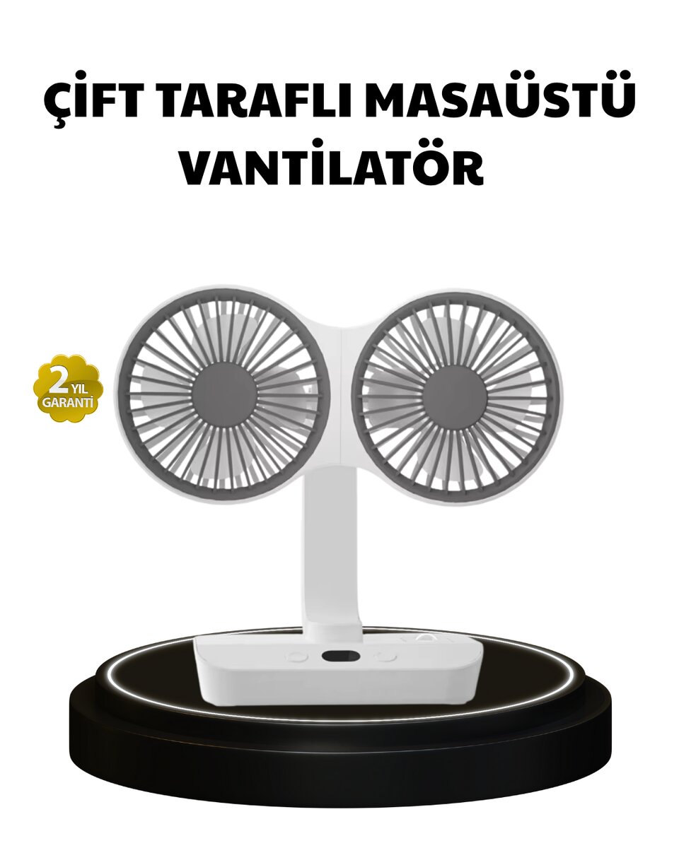 720° Dönebilen Çift Başlıklı USB Şarjlı Masaüstü Vantilatör – Sessiz ve Güçlü Serinlik 1 720° Dönebilen Çift Başlıklı USB Şarjlı Masaüstü Vantilatör – Sessiz ve Güçlü Serinlik