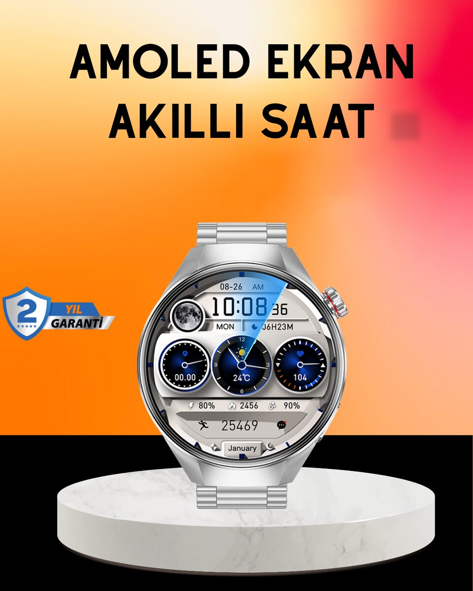 Akıllı Saat AMOLED Ekran Bluetooth Aramalı – Nabız Uyku ve Spor Takipli 1 Akıllı Saat AMOLED Ekran Bluetooth Aramalı – Nabız Uyku ve Spor Takipli