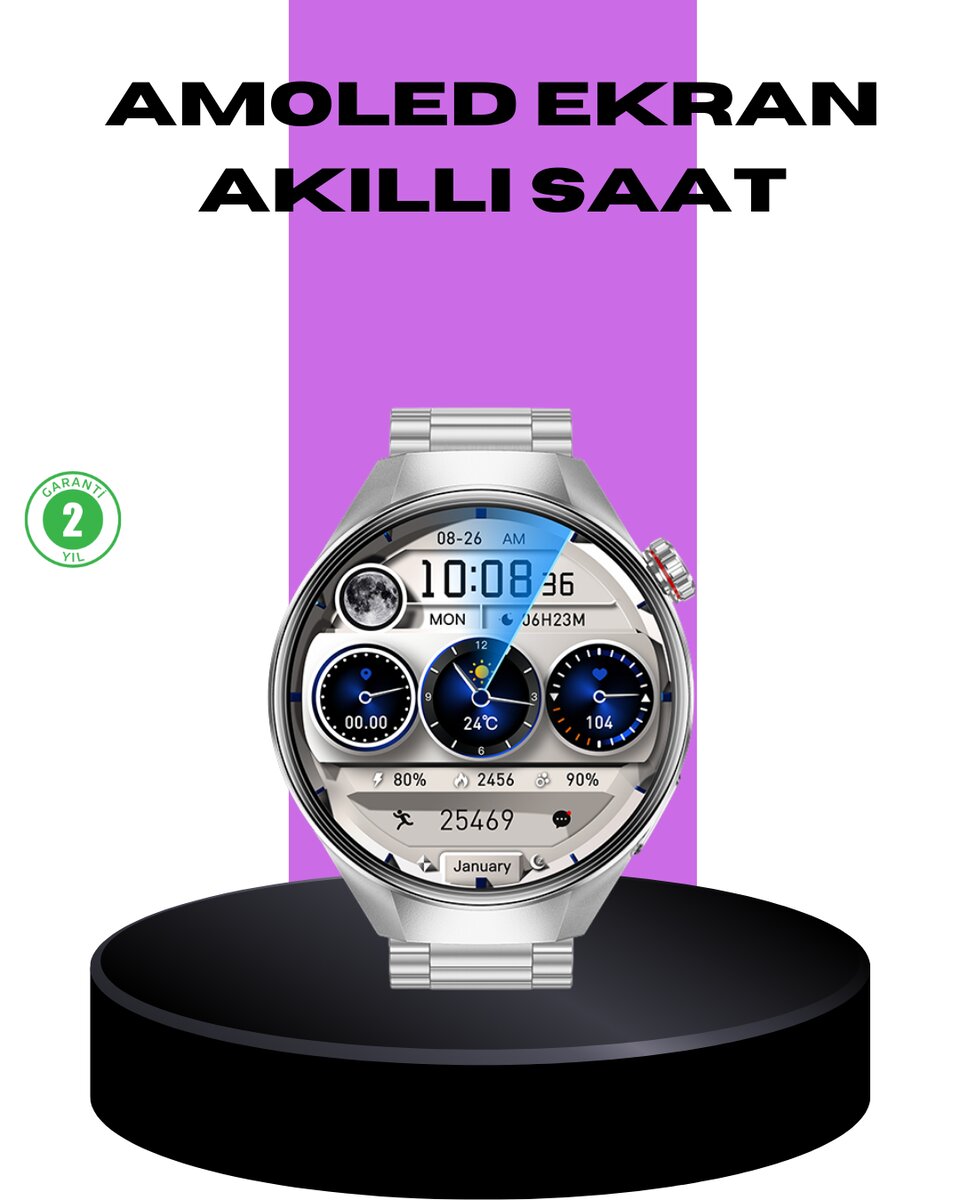 Akıllı Saat Metal Kordonlu Tam Ekran AMOLED – Arama ve Sağlık Takip Özellikli 1 Akıllı Saat Metal Kordonlu Tam Ekran AMOLED – Arama ve Sağlık Takip Özellikli