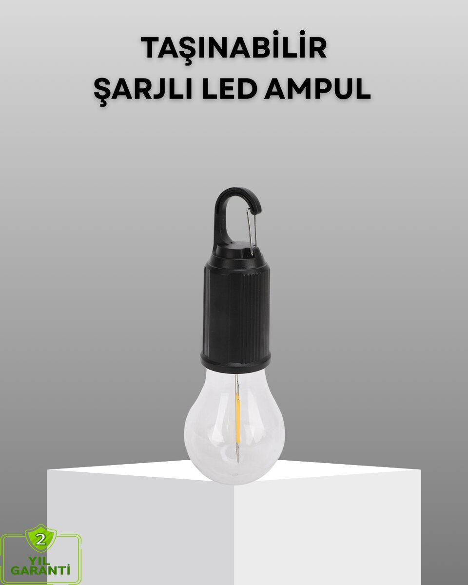 Şarjlı Kancalı LED Lamba – Kamp Balkon ve Acil Durum Işığı 1 Şarjlı Kancalı LED Lamba – Kamp Balkon ve Acil Durum Işığı