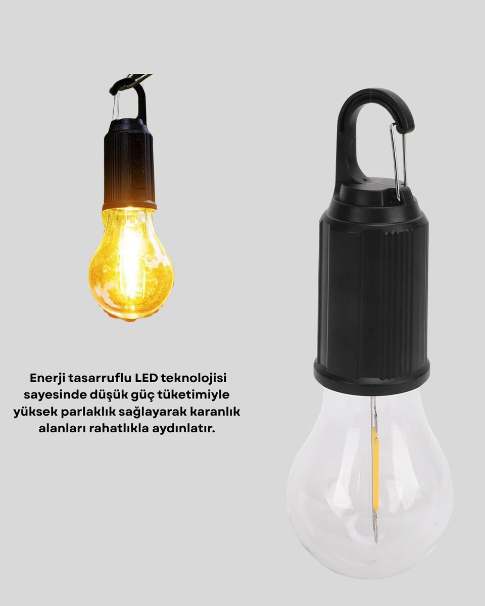 Şarjlı Kancalı LED Lamba – Kamp Balkon ve Acil Durum Işığı 2 Şarjlı Kancalı LED Lamba – Kamp Balkon ve Acil Durum Işığı - Görsel 2
