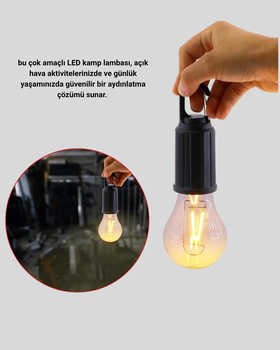 Taşınabilir Şarjlı LED Kamp Lambası – Type-C Girişli ve Kancalı Tasarım 3 Taşınabilir Şarjlı LED Kamp Lambası – Type-C Girişli ve Kancalı Tasarım - Görsel 3