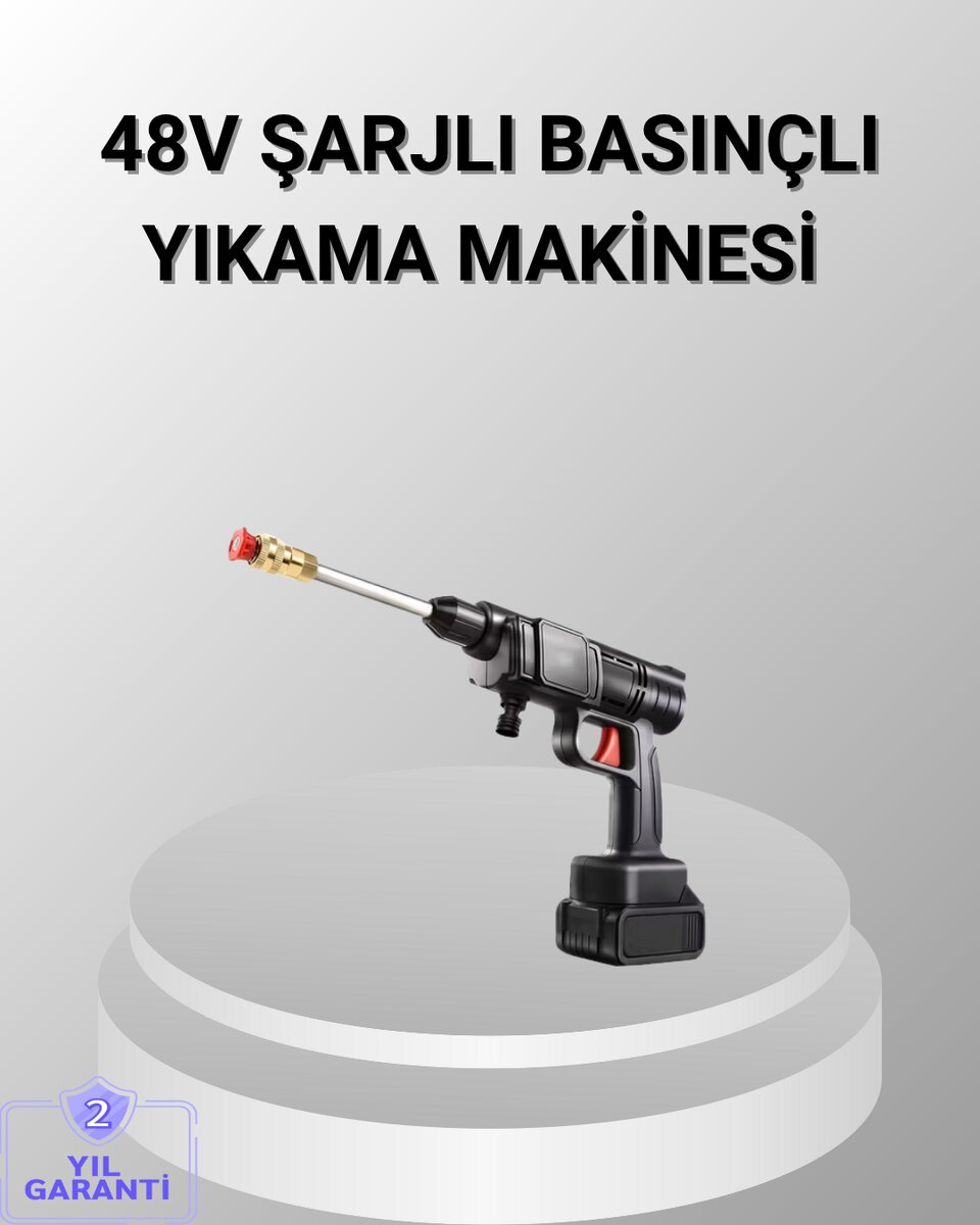 48V Kablosuz Yıkama Makinesi – 2 Pil Köpük Tankı ve Ayarlanabilir 1 48V Kablosuz Yıkama Makinesi – 2 Pil Köpük Tankı ve Ayarlanabilir
