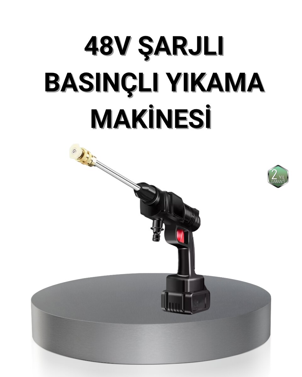 Kablosuz Basınçlı Yıkama Makinesi – 48V Güçlü Motor 2 Pil ve Köpük Hazneli 1 Kablosuz Basınçlı Yıkama Makinesi – 48V Güçlü Motor 2 Pil ve Köpük Hazneli