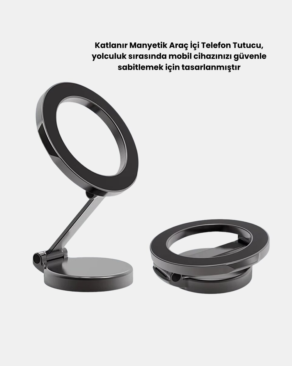 360° Dönebilen Katlanır Manyetik Araç Telefon Tutucu – MagSafe Uyumlu Kompakt ve Şık Tasarım 4 360° Dönebilen Katlanır Manyetik Araç Telefon Tutucu – MagSafe Uyumlu Kompakt ve Şık Tasarım - Görsel 4