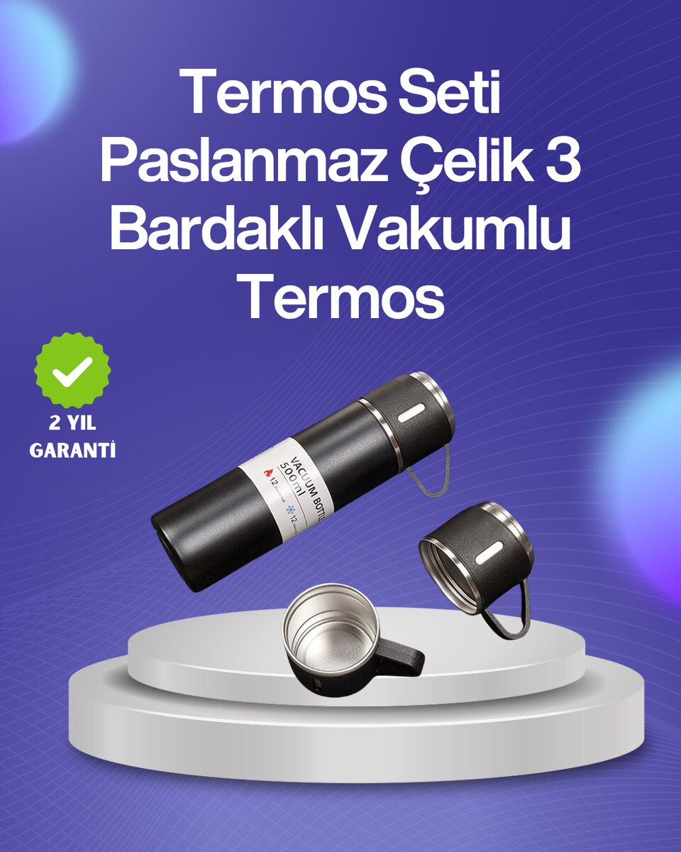 Isıyı Uzun Süre Koruyan 500 ml Termos Seti | Çelik Gövde 2 Bardaklı Hediye Kutulu 1 Isıyı Uzun Süre Koruyan 500 ml Termos Seti | Çelik Gövde 2 Bardaklı Hediye Kutulu