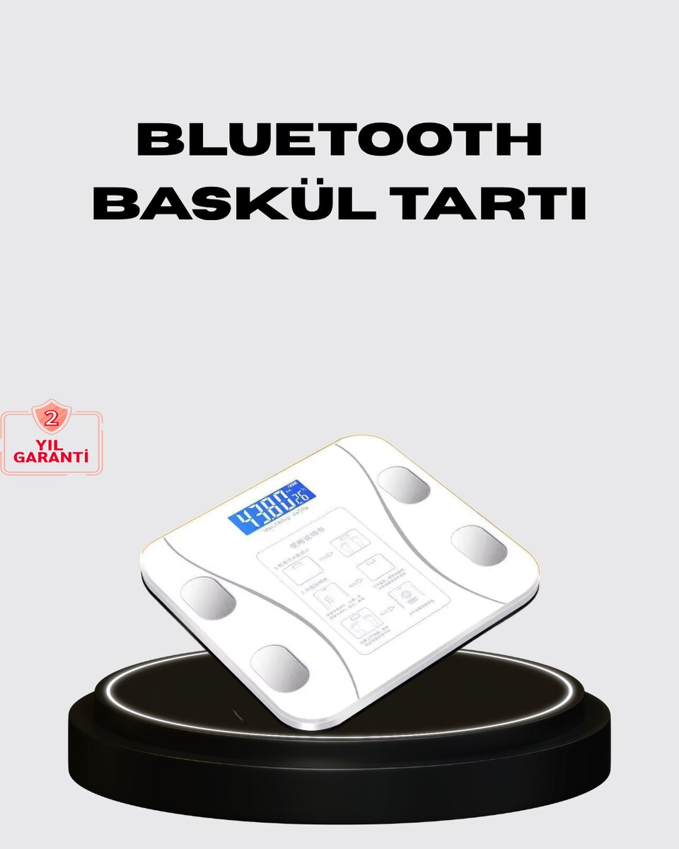Akıllı Dijital Baskül – Bluetooth Bağlantılı 8 Ölçüm Verili Akıllı Vücut Analiz Tartısı 1 Akıllı Dijital Baskül – Bluetooth Bağlantılı 8 Ölçüm Verili Akıllı Vücut Analiz Tartısı