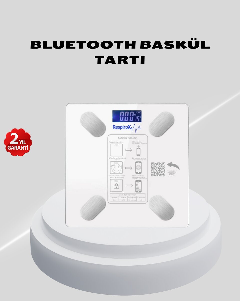 Akıllı Bluetooth Tartı – 8 Farklı Ölçüm Verisi Otomatik Kişi Tanıma 1 Akıllı Bluetooth Tartı – 8 Farklı Ölçüm Verisi Otomatik Kişi Tanıma