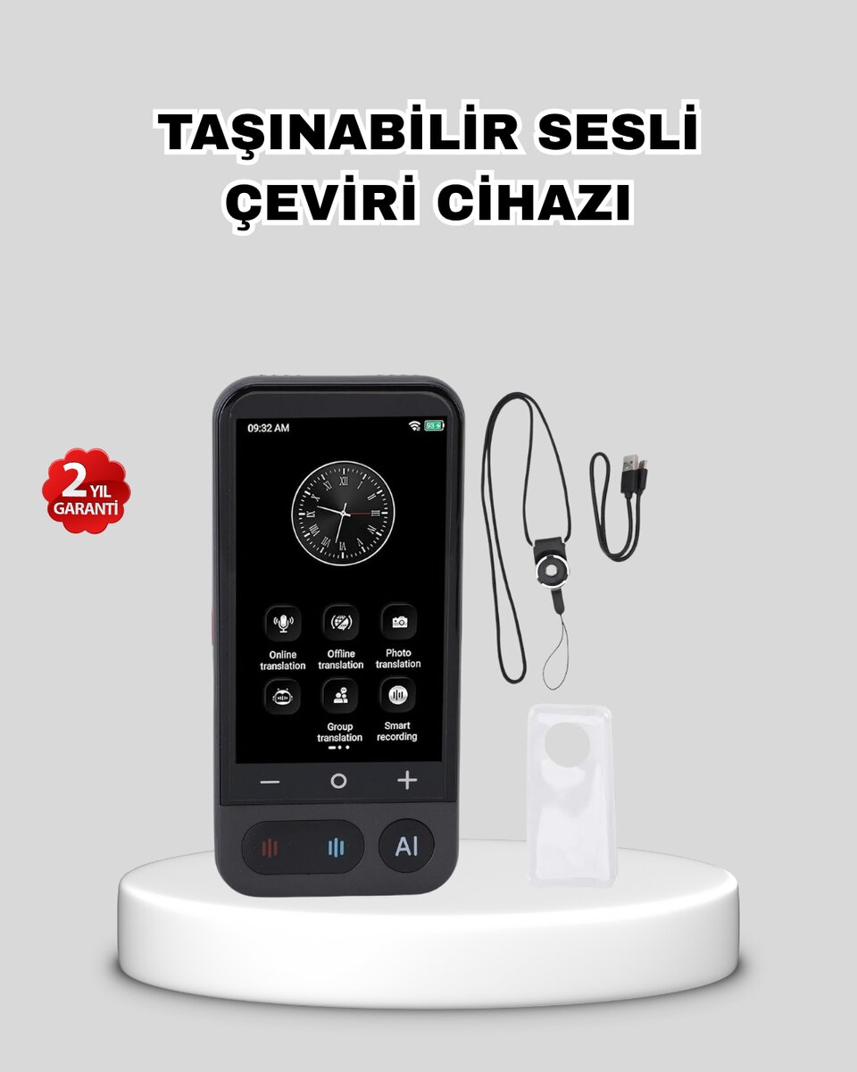 Taşınabilir Akıllı Sesli Çeviri Cihazı – 139 Dil Desteği, Dokunmatik Ekran 1 Taşınabilir Akıllı Sesli Çeviri Cihazı – 139 Dil Desteği, Dokunmatik Ekran
