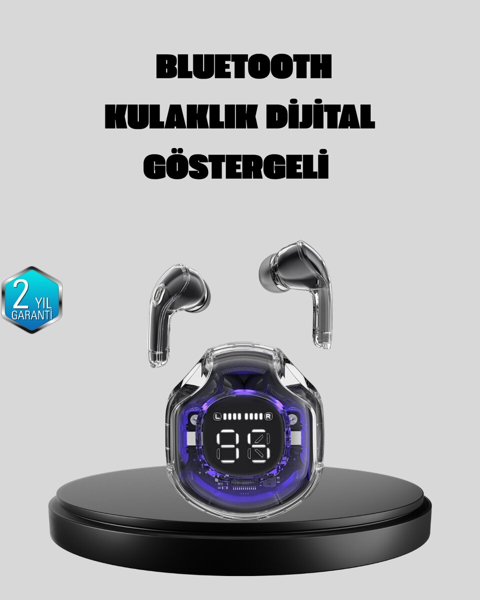 ENC Mikrofonlu Kablosuz Kulaklık Dokunmatik Kontrol ve LED Ekran Şarj Kutulu 1 ENC Mikrofonlu Kablosuz Kulaklık Dokunmatik Kontrol ve LED Ekran Şarj Kutulu