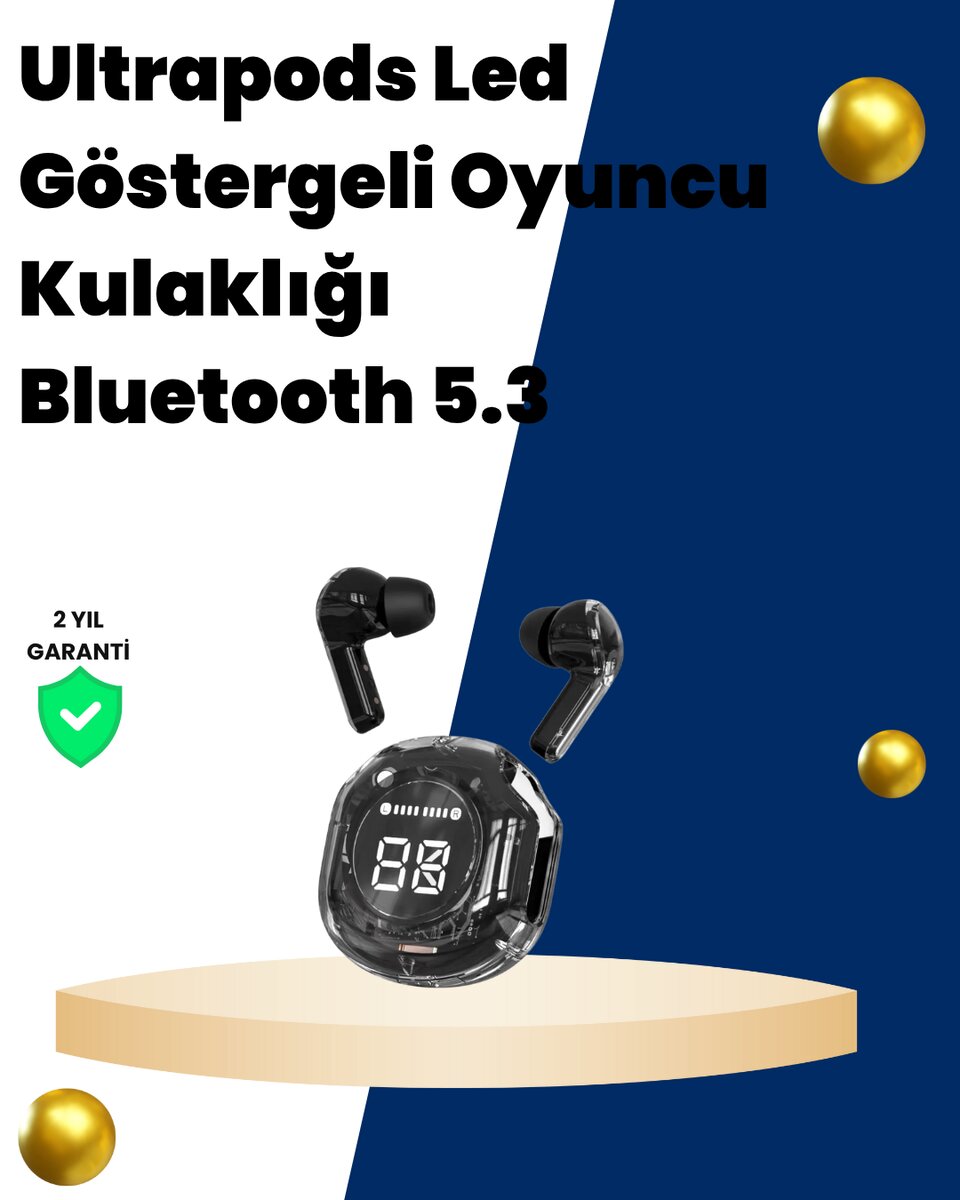 Bluetooth 5.3 Kablosuz Kulaklık 30mm Sürücü LED Ekranlı Mikrofonlu 1 Bluetooth 5.3 Kablosuz Kulaklık 30mm Sürücü LED Ekranlı Mikrofonlu