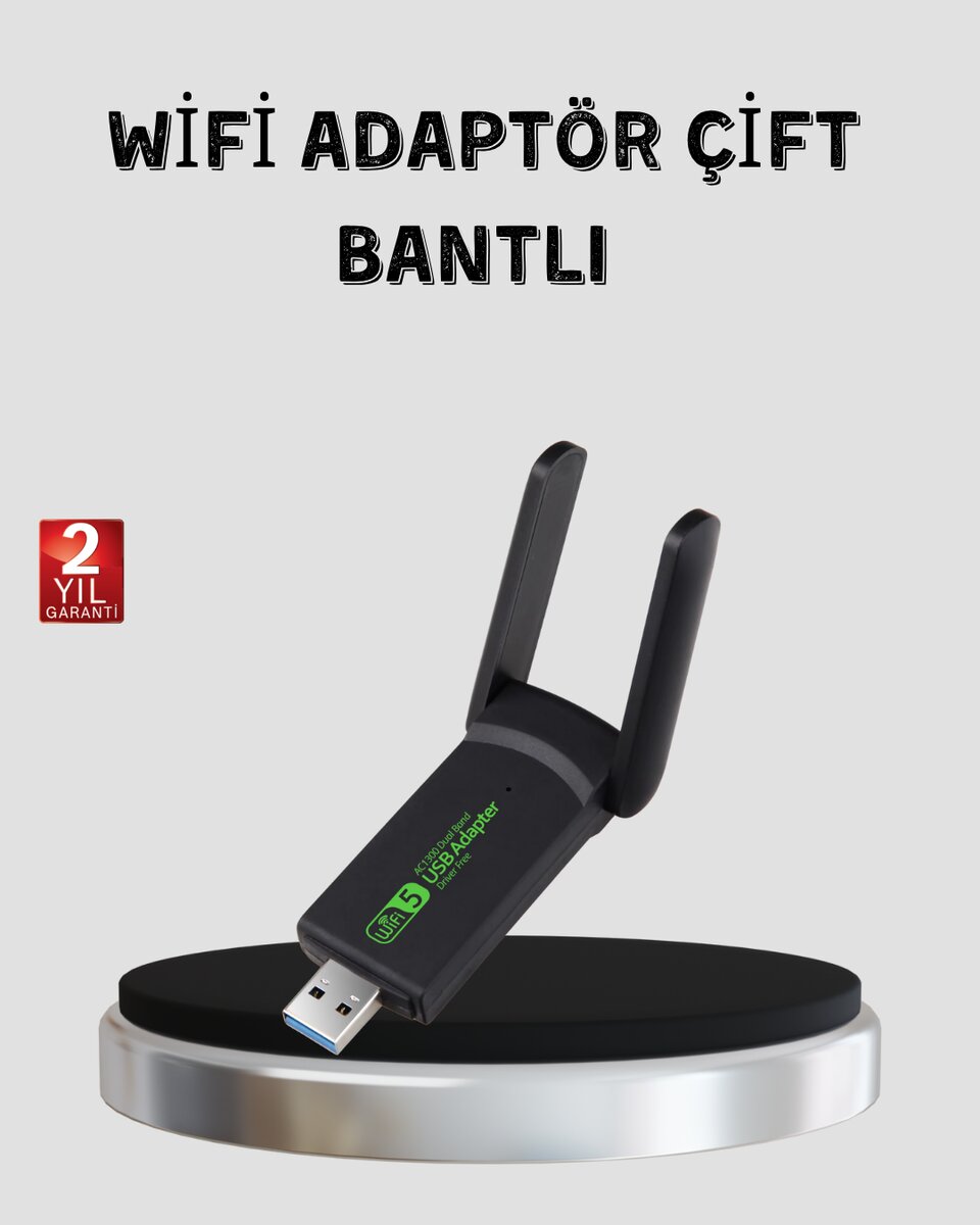 1200 Mbps Dual Band WiFi Adaptör – 5.8G & 2.4G Çift Antenli 1 1200 Mbps Dual Band WiFi Adaptör – 5.8G & 2.4G Çift Antenli