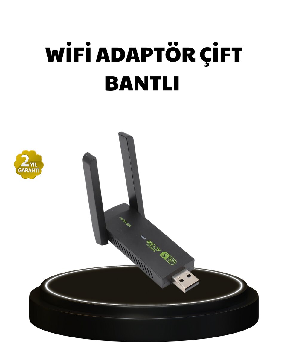 Dual Band USB WiFi Adaptör – 1200 Mbps Hız 1 Dual Band USB WiFi Adaptör – 1200 Mbps Hız