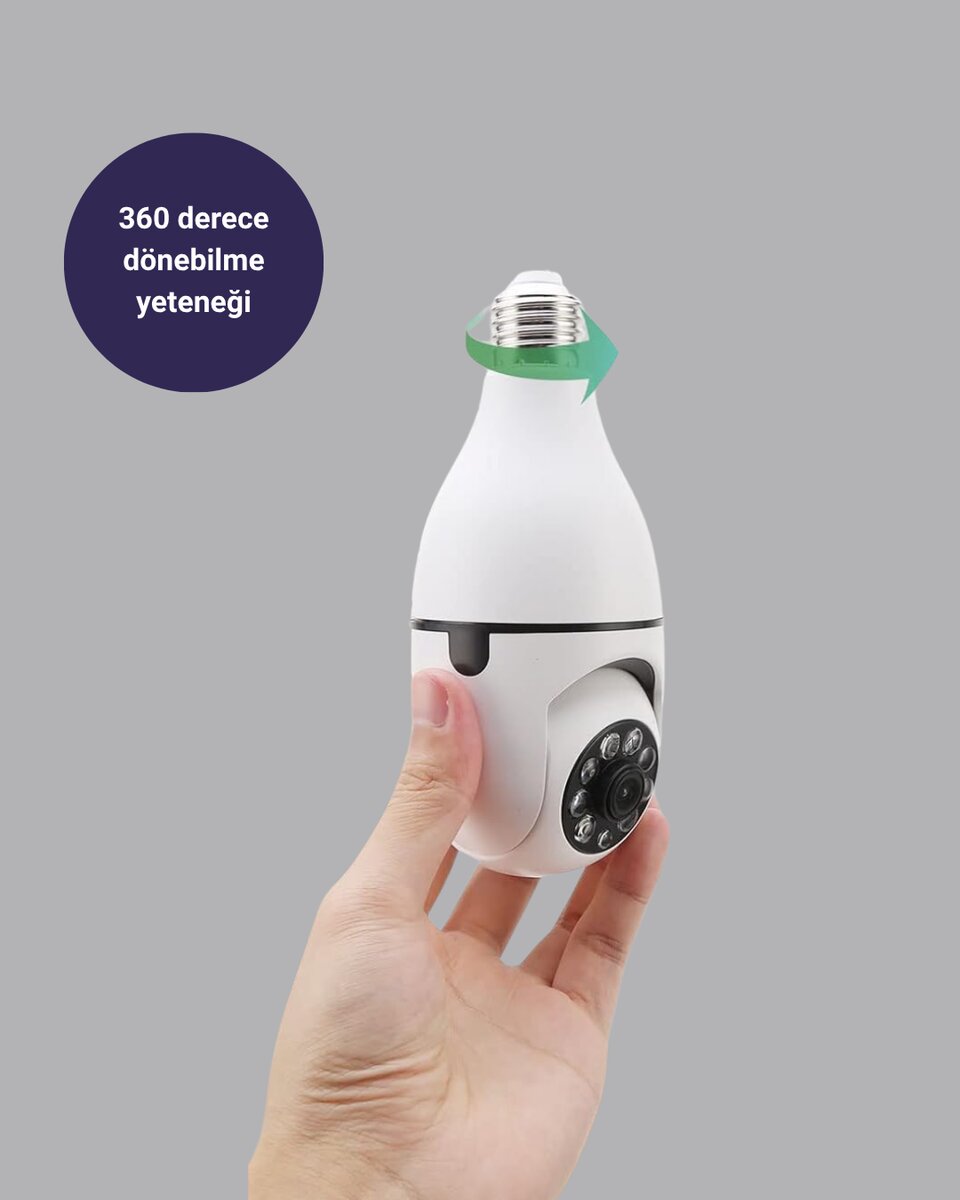 Akıllı Duy Kamera 360 Derece Dönebilir ve PTZ Teknolojili 3 Akıllı Duy Kamera 360 Derece Dönebilir ve PTZ Teknolojili - Görsel 3