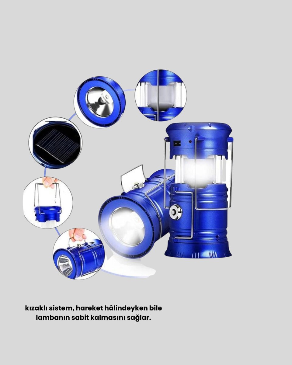 Güneş Enerjili Kamp Lambası Şarjlı Taşınabilir Kompakt Açık Hava Işığı 3 Güneş Enerjili Kamp Lambası Şarjlı Taşınabilir Kompakt Açık Hava Işığı - Görsel 3