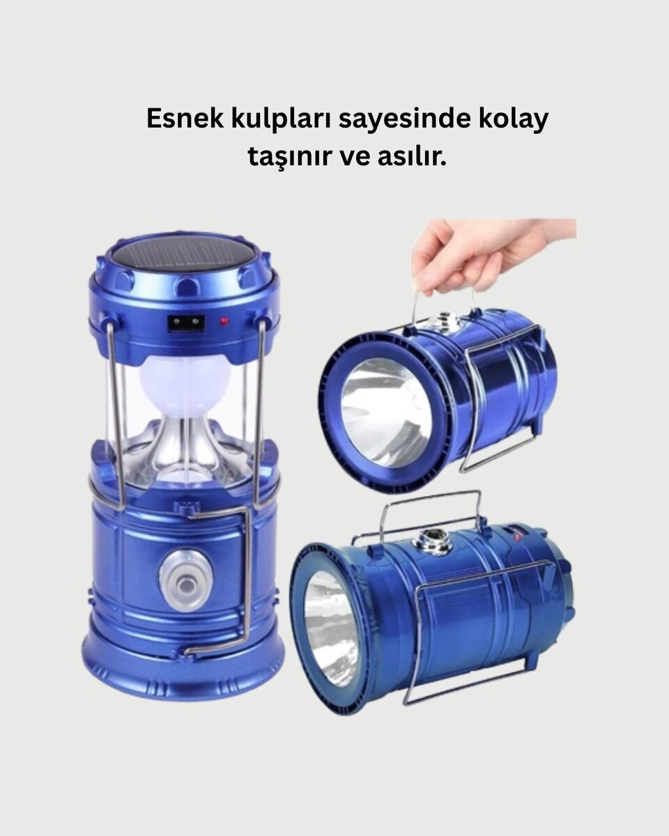 Güneş Enerjili Kızaklı Şarjlı Büyük Boy Kamp Feneri – USB Çıkışlı Katlanabilir Çok Fonksiyonlu 4 Güneş Enerjili Kızaklı Şarjlı Büyük Boy Kamp Feneri – USB Çıkışlı Katlanabilir Çok Fonksiyonlu - Görsel 4
