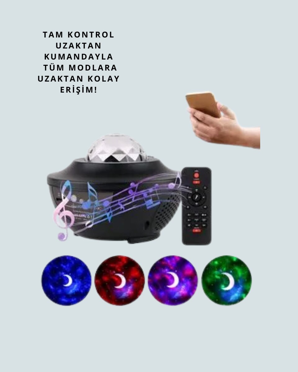 Müzik Ritimli Işık Değişimi & Dönen Dalga Efekti – Galaxy Projektör 4 Müzik Ritimli Işık Değişimi & Dönen Dalga Efekti – Galaxy Projektör - Görsel 4