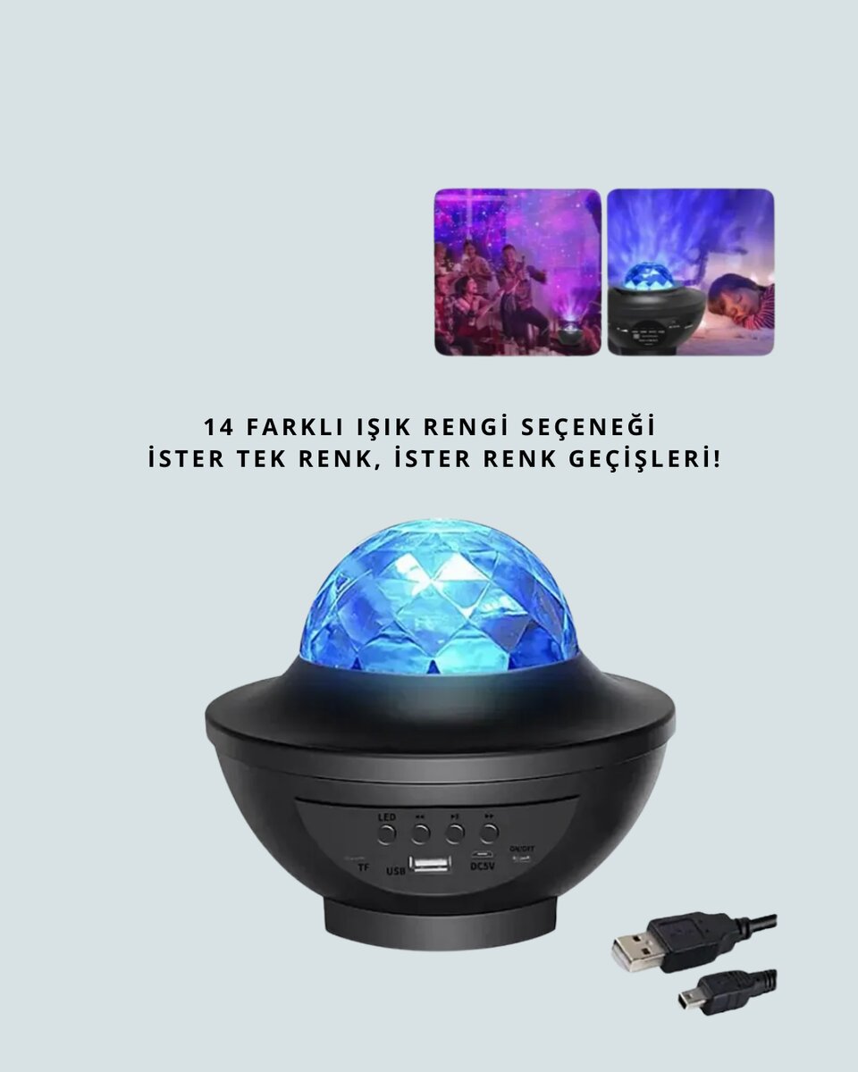 Bluetooth & USB Müzik Çalar Gece Lambası – 50 m² Kapsama Uzaktan Kumanda 2 Bluetooth & USB Müzik Çalar Gece Lambası – 50 m² Kapsama Uzaktan Kumanda - Görsel 2
