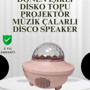 Sesle Etkileşimli Yıldız Projektörlü Gece Lambası – Bluetooth Hoparlörlü USB Girişli Dönen Okyanus