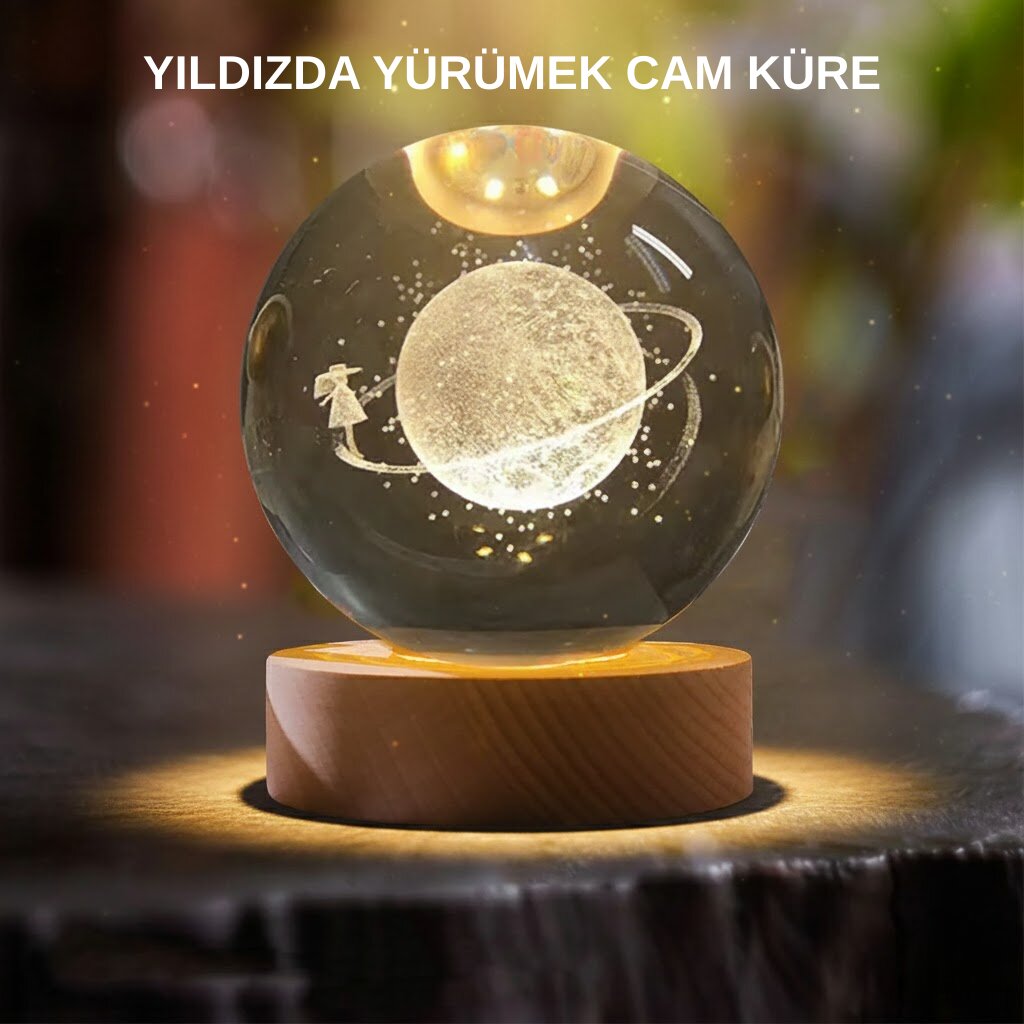 Sarı Işıklı Dekoratif Cam Küre Kız Figürlü Ahşap Standlı 1 Sarı Işıklı Dekoratif Cam Küre Kız Figürlü Ahşap Standlı