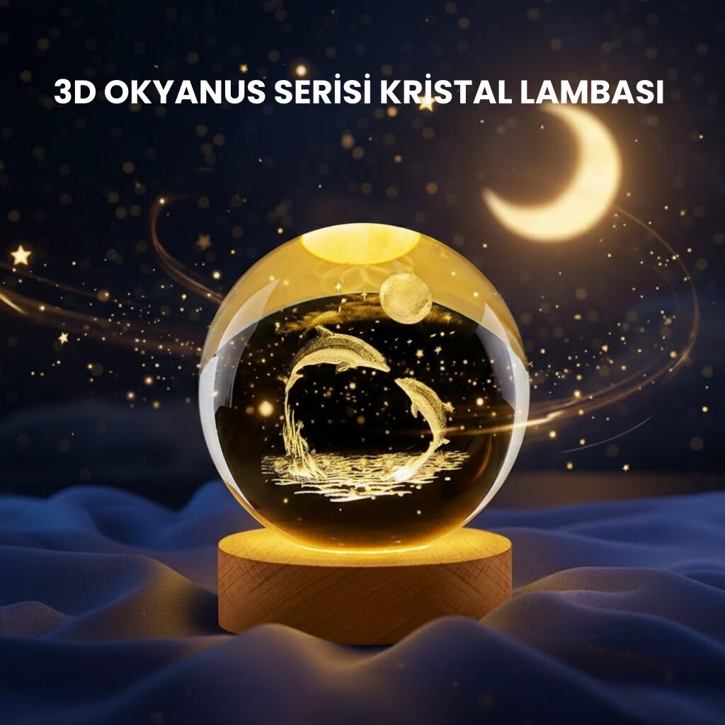Yunus Figürlü LED Kristal Küre Ahşap Standlı Dekoratif Gece Lambası 1 Yunus Figürlü LED Kristal Küre Ahşap Standlı Dekoratif Gece Lambası