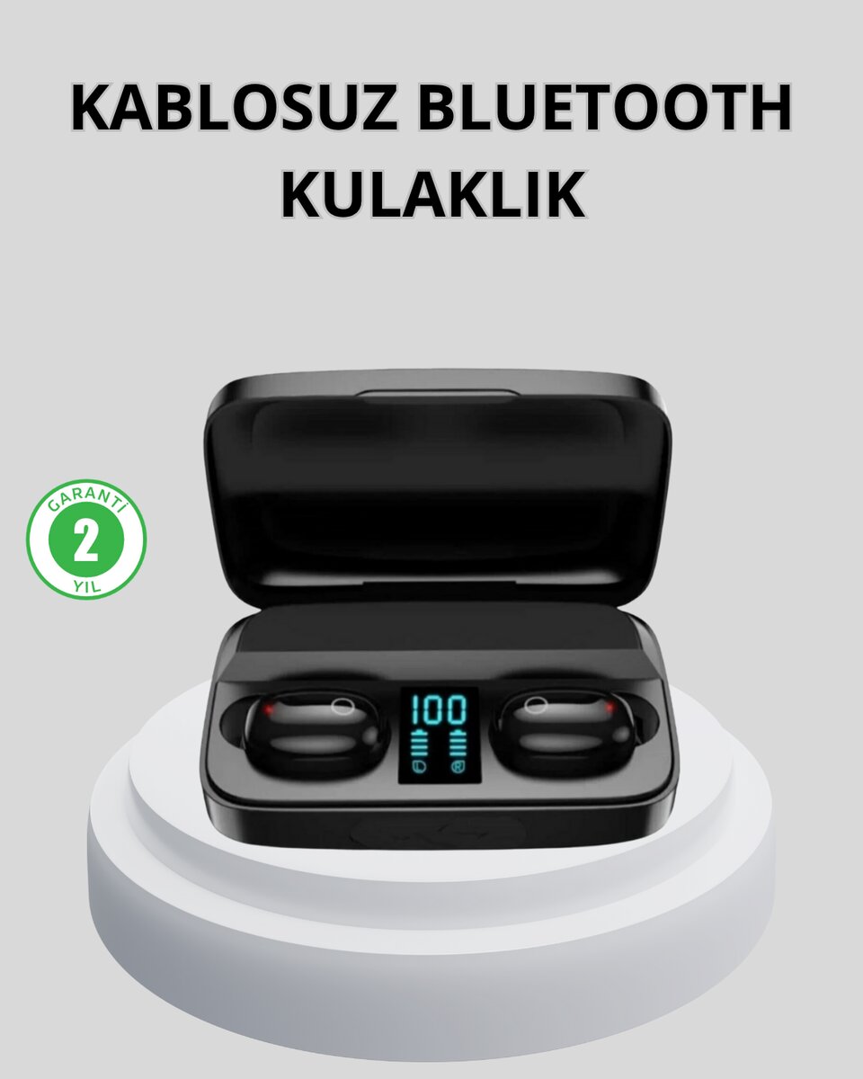 TWS Bluetooth Kulaklık 1800mAh Şarj Kutulu Dijital Ekranlı 1 TWS Bluetooth Kulaklık 1800mAh Şarj Kutulu Dijital Ekranlı