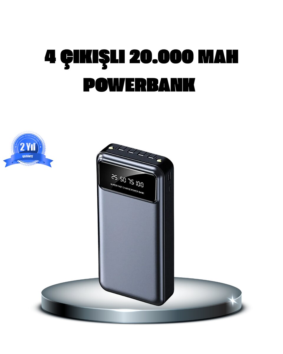 Powerbank 20000 mAh 4 Çıkışlı Hızlı Şarjlı ve LED Göstergeli 1 Powerbank 20000 mAh 4 Çıkışlı Hızlı Şarjlı ve LED Göstergeli