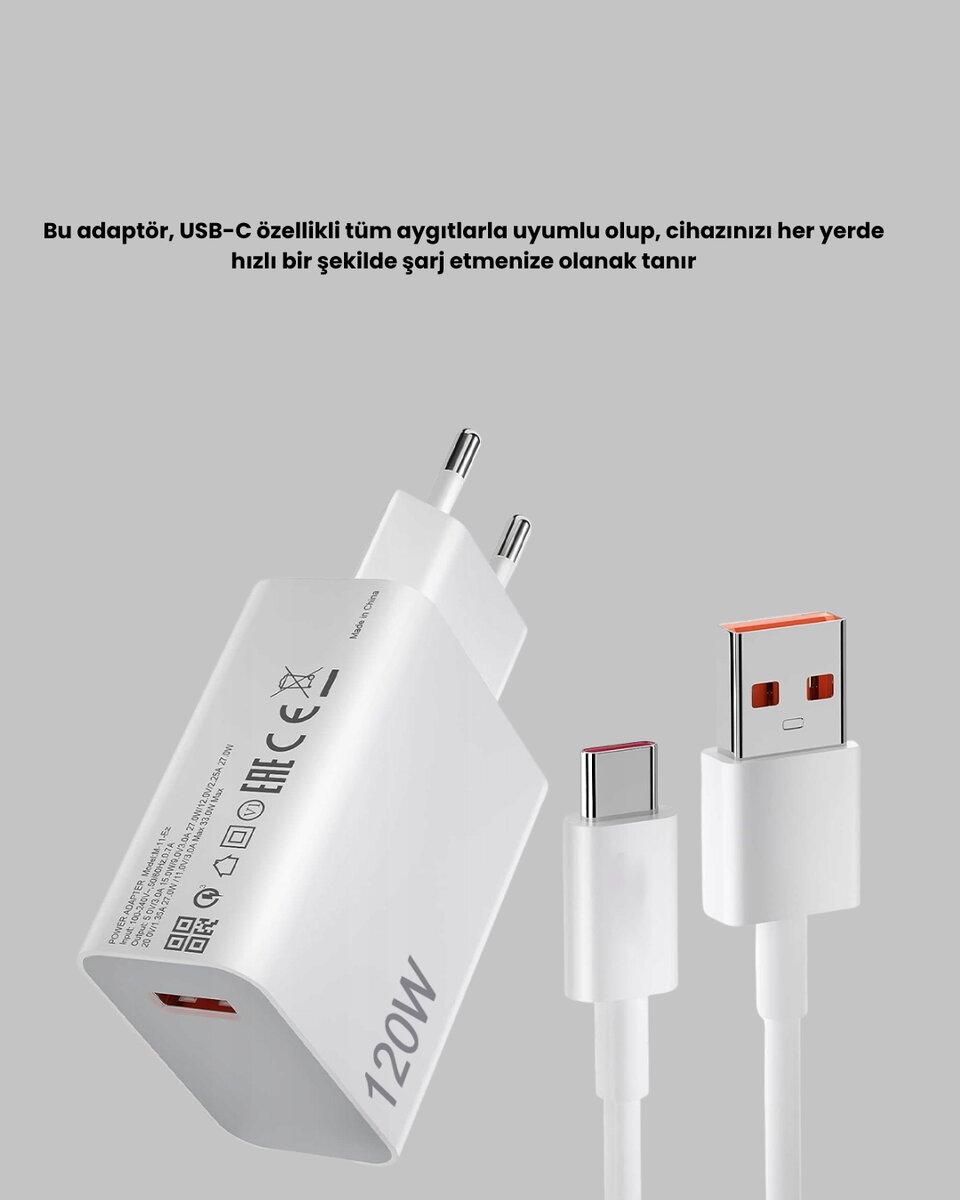 120W Ultra Hızlı Şarj Adaptörü USB-C Destekli Güçlü Şarj Teknolojisi 3 120W Ultra Hızlı Şarj Adaptörü USB-C Destekli Güçlü Şarj Teknolojisi - Görsel 3