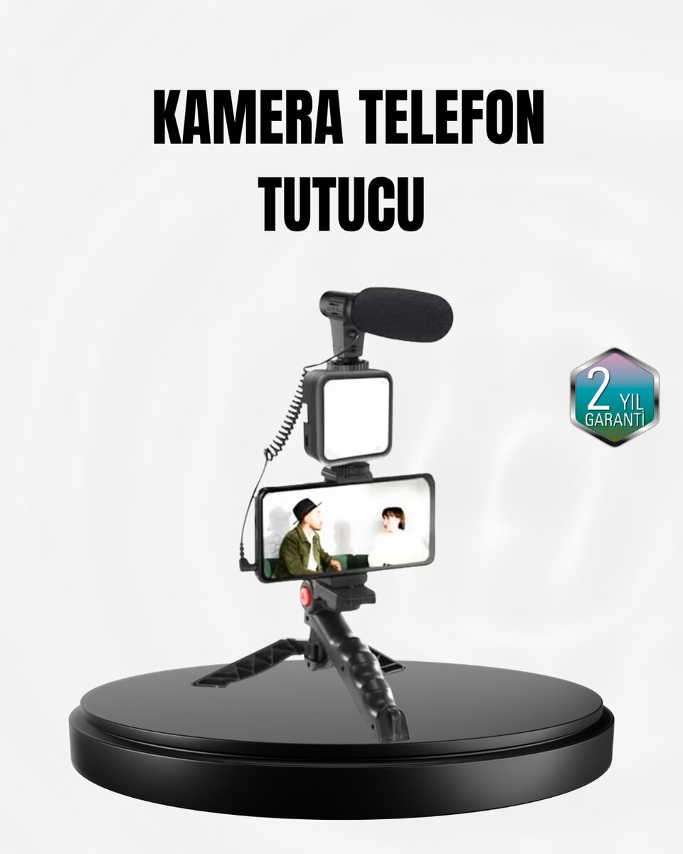 Profesyonel Vlog Çekim Kiti LED Işıklı Tripod Mikrofonlu Telefon Seti 1 Profesyonel Vlog Çekim Kiti LED Işıklı Tripod Mikrofonlu Telefon Seti