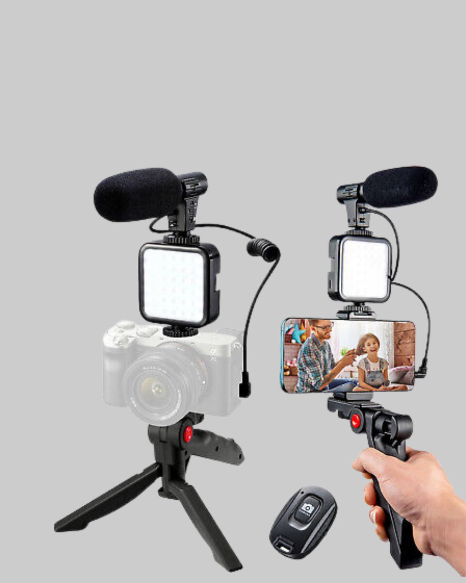 Profesyonel Vlog Çekim Kiti LED Işıklı Tripod Mikrofonlu Telefon Seti 2 Profesyonel Vlog Çekim Kiti LED Işıklı Tripod Mikrofonlu Telefon Seti - Görsel 2