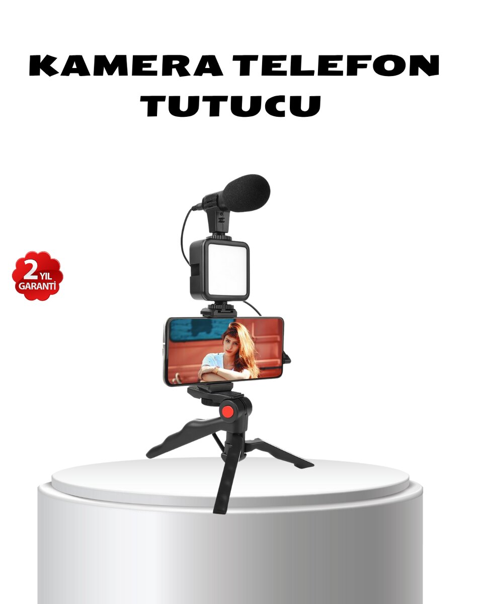 Video Çekim Kiti Tripod LED Işık Harici Mikrofon ve Bluetooth Kumanda Seti 1 Video Çekim Kiti Tripod LED Işık Harici Mikrofon ve Bluetooth Kumanda Seti