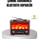 Solar Şarjlı Şömine Alev Efektli Bluetooth Hoparlör 7W Taşınabilir Ses Sistemi