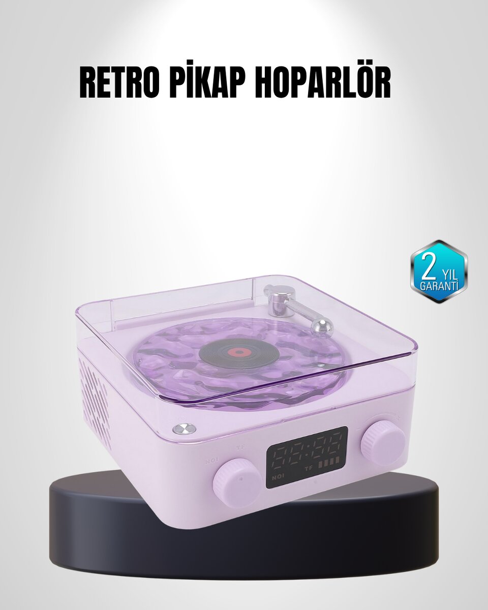 Bluetooth Retro Pikap Hoparlör 360 Derece Ses Projektörlü Gece Lambası Çok Fonksiyonlu 1 Bluetooth Retro Pikap Hoparlör 360 Derece Ses Projektörlü Gece Lambası Çok Fonksiyonlu