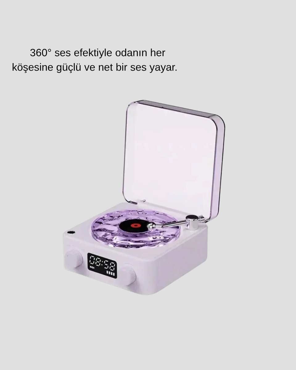 Bluetooth Retro Pikap Hoparlör 360 Derece Ses Projektörlü Gece Lambası Çok Fonksiyonlu 2 Bluetooth Retro Pikap Hoparlör 360 Derece Ses Projektörlü Gece Lambası Çok Fonksiyonlu - Görsel 2