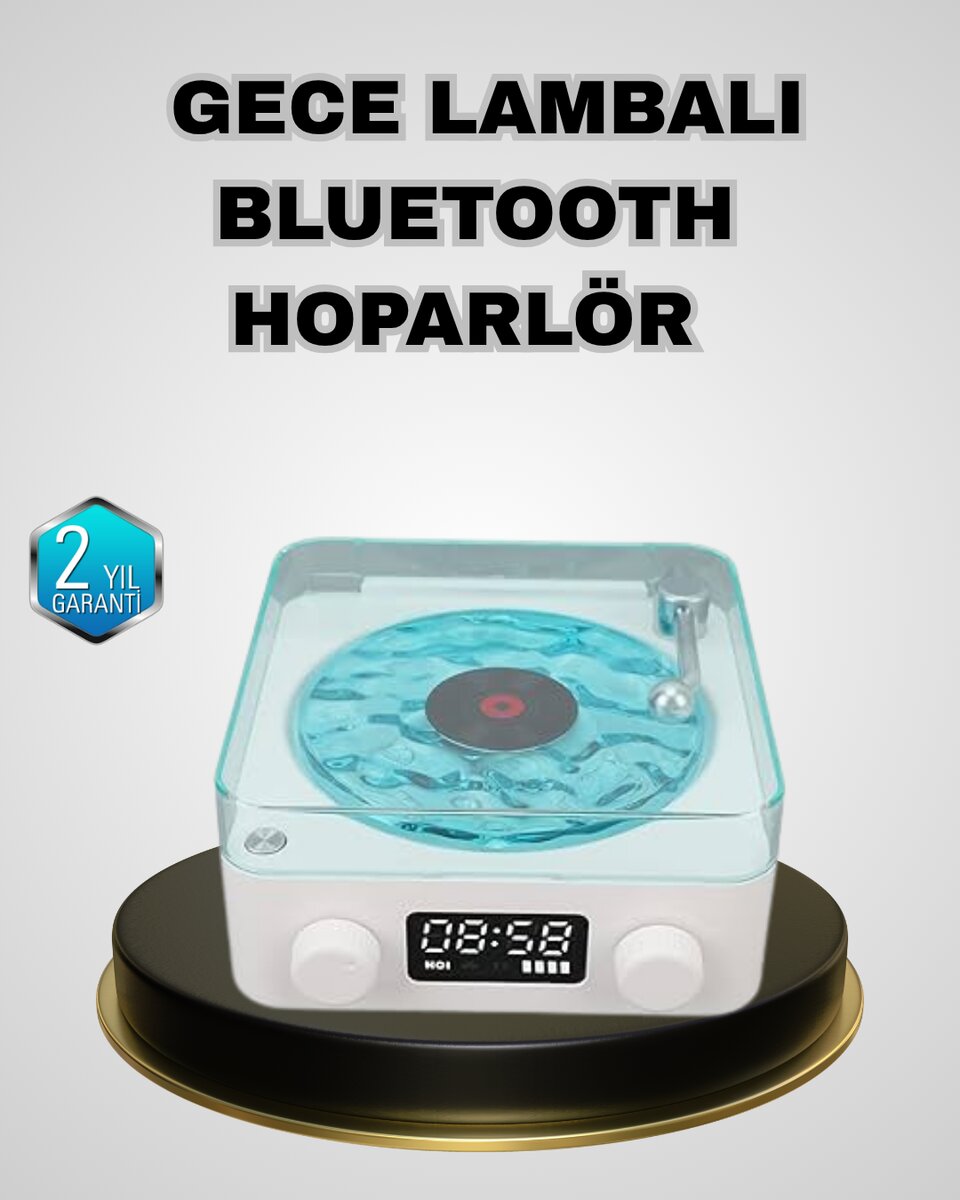 Bluetooth Hoparlörlü Gece Lambası Dijital Saat Ekranlı Su Dalgası Efektli Dekoratif 1 Bluetooth Hoparlörlü Gece Lambası Dijital Saat Ekranlı Su Dalgası Efektli Dekoratif