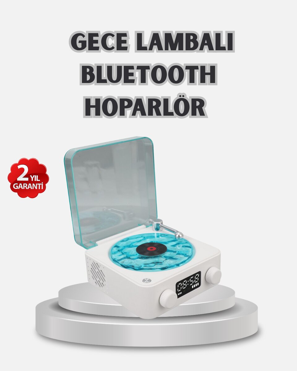 3-ü-1 Gece Işığı Bluetooth Hoparlör Dijital Saat Vintage Plak Çalar Tasarımlı 1 3-ü-1 Gece Işığı Bluetooth Hoparlör Dijital Saat Vintage Plak Çalar Tasarımlı