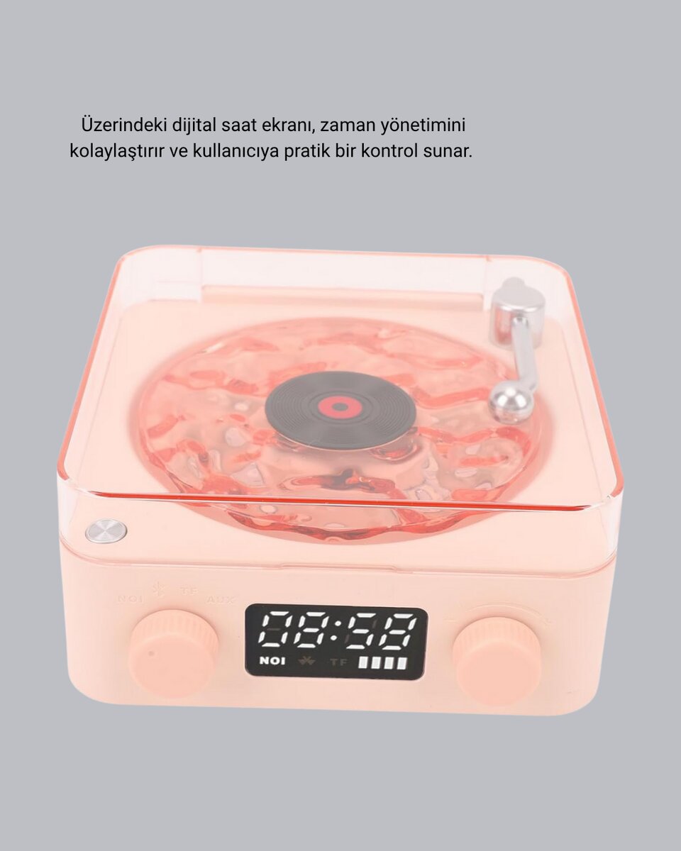 3-ü-1 Gece Işığı Bluetooth Hoparlör ve Dijital Saat Vintage Plak Çalar Tasarımlı 3 3-ü-1 Gece Işığı Bluetooth Hoparlör ve Dijital Saat Vintage Plak Çalar Tasarımlı - Görsel 3