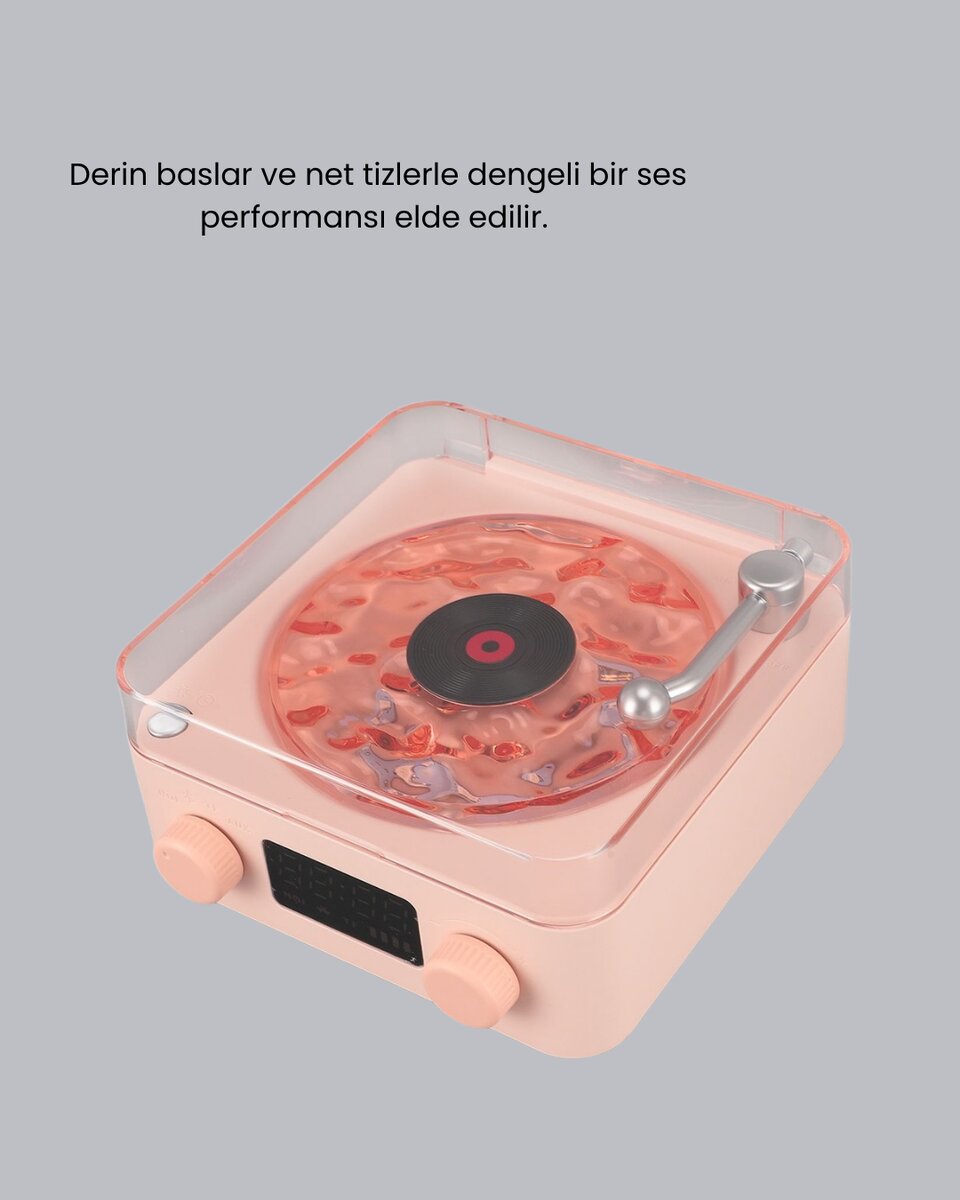 3-ü-1 Gece Işığı Bluetooth Hoparlör ve Dijital Saat Vintage Plak Çalar Tasarımlı 4 3-ü-1 Gece Işığı Bluetooth Hoparlör ve Dijital Saat Vintage Plak Çalar Tasarımlı - Görsel 4