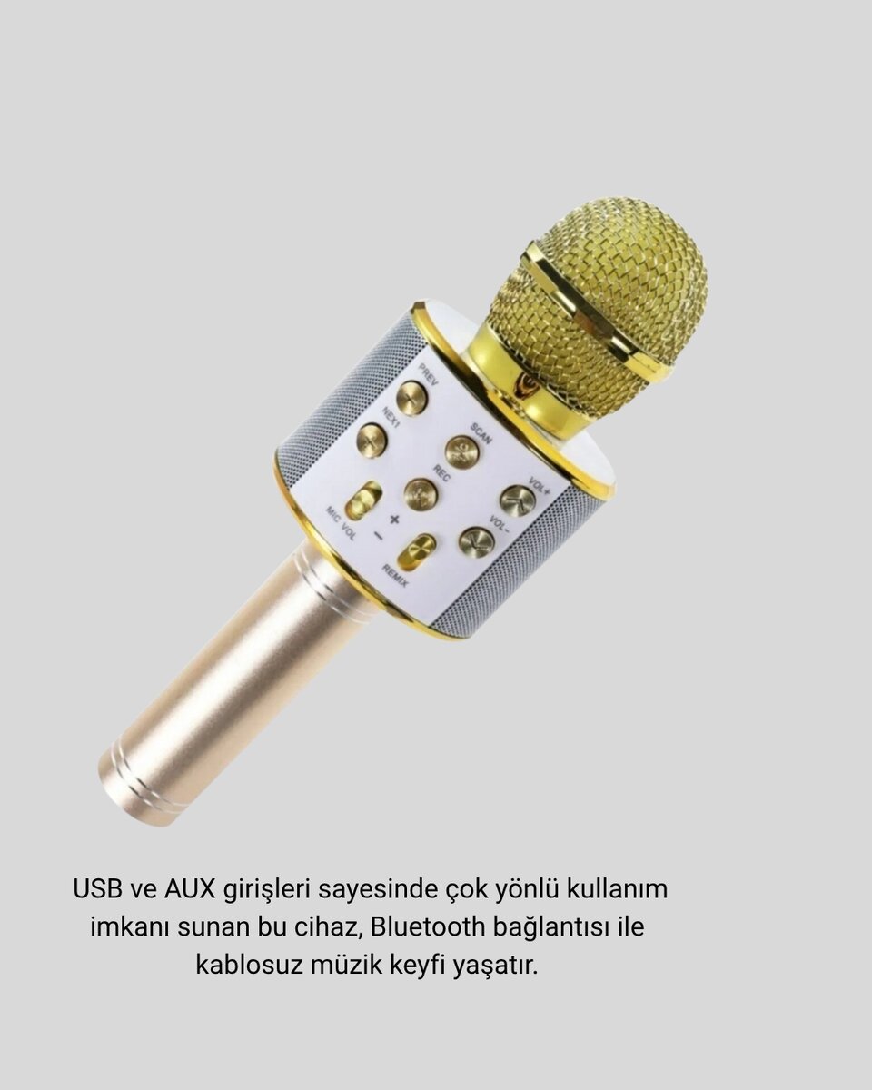 Kablosuz Karaoke Mikrofon USB AUX Destekli Parti ve Eğlence İçin 3 Kablosuz Karaoke Mikrofon USB AUX Destekli Parti ve Eğlence İçin - Görsel 3