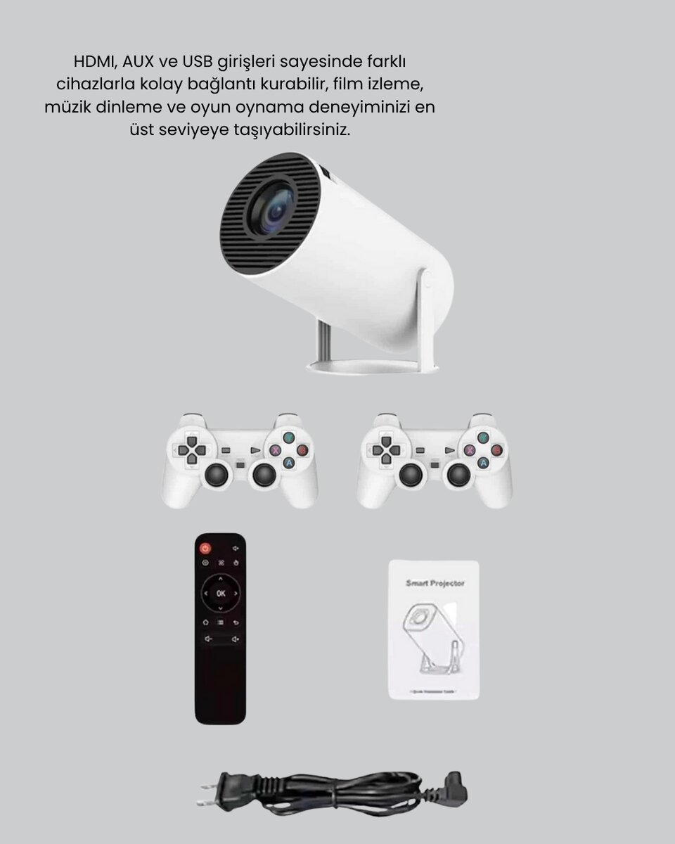 Projeksiyon Cihazı 4K Destekli Kablosuz Bağlantılı Bluetooth 5.0 3 Projeksiyon Cihazı 4K Destekli Kablosuz Bağlantılı Bluetooth 5.0 - Görsel 3