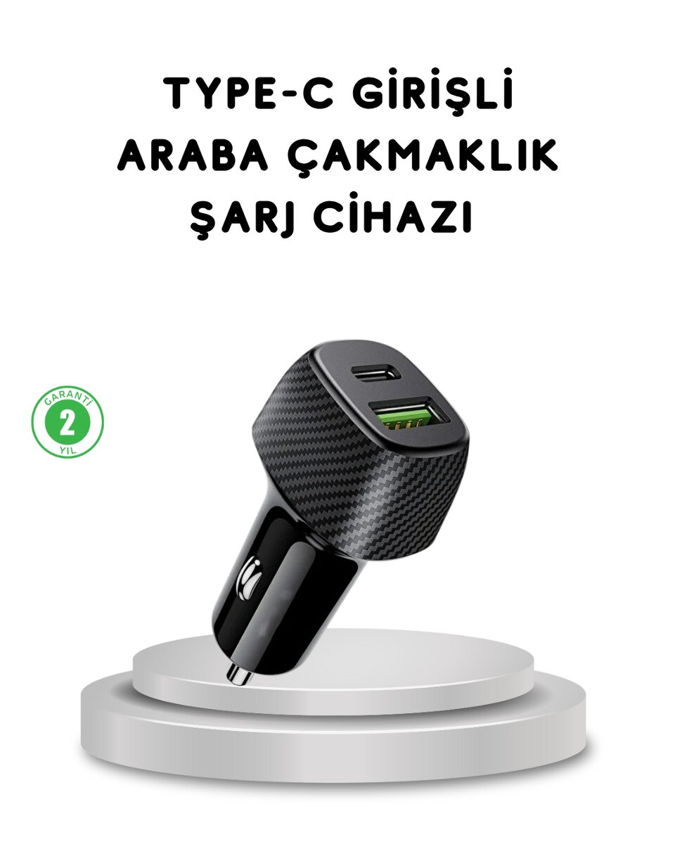 38W Araç Şarj Cihazı Type-C PD USB Hızlı Şarj Çift Port 1 38W Araç Şarj Cihazı Type-C PD USB Hızlı Şarj Çift Port