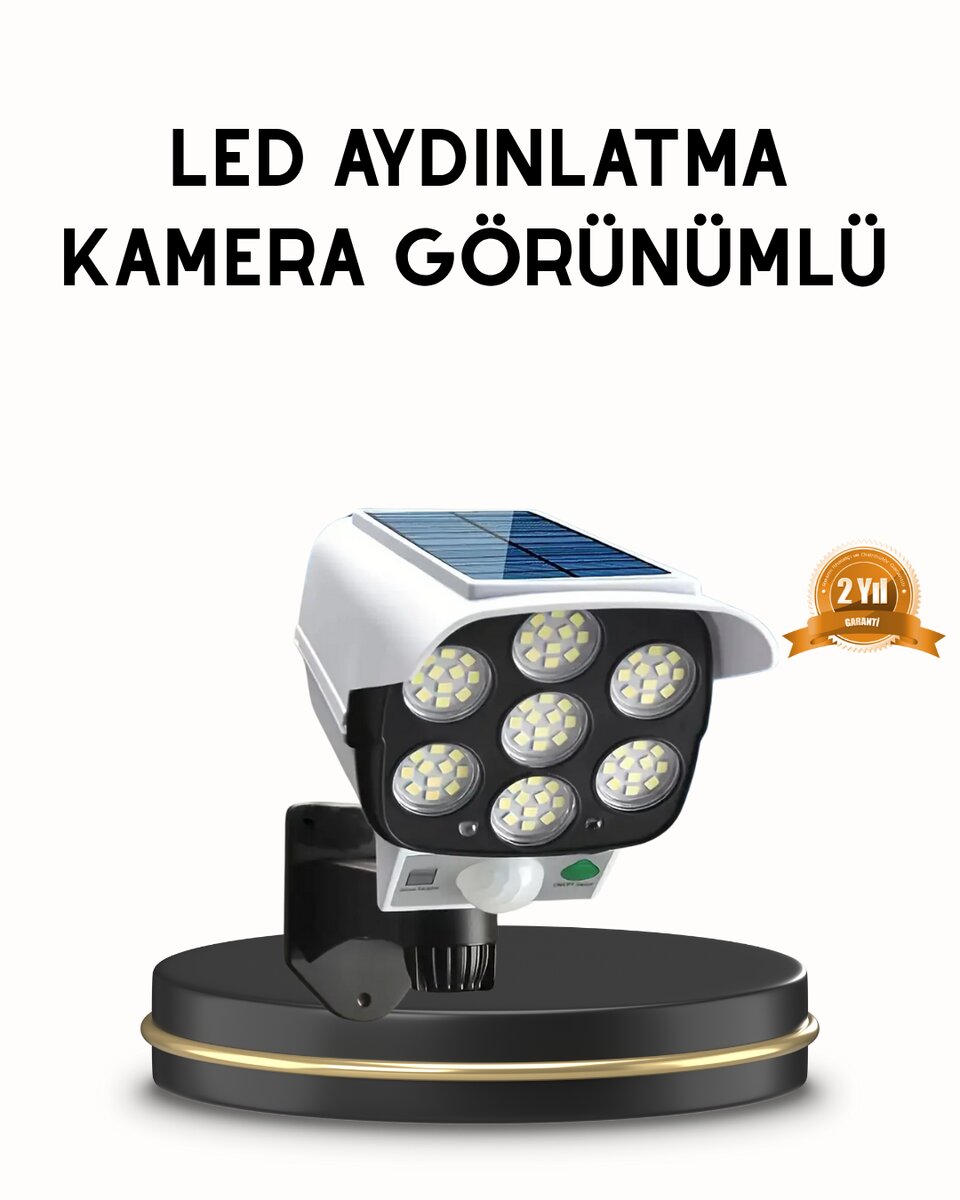 Güneş Paneliyle Şarj Olan Hareket Sensörlü Dış Mekan Güvenlik Lambası Ayarlanabilir 1 Güneş Paneliyle Şarj Olan Hareket Sensörlü Dış Mekan Güvenlik Lambası Ayarlanabilir
