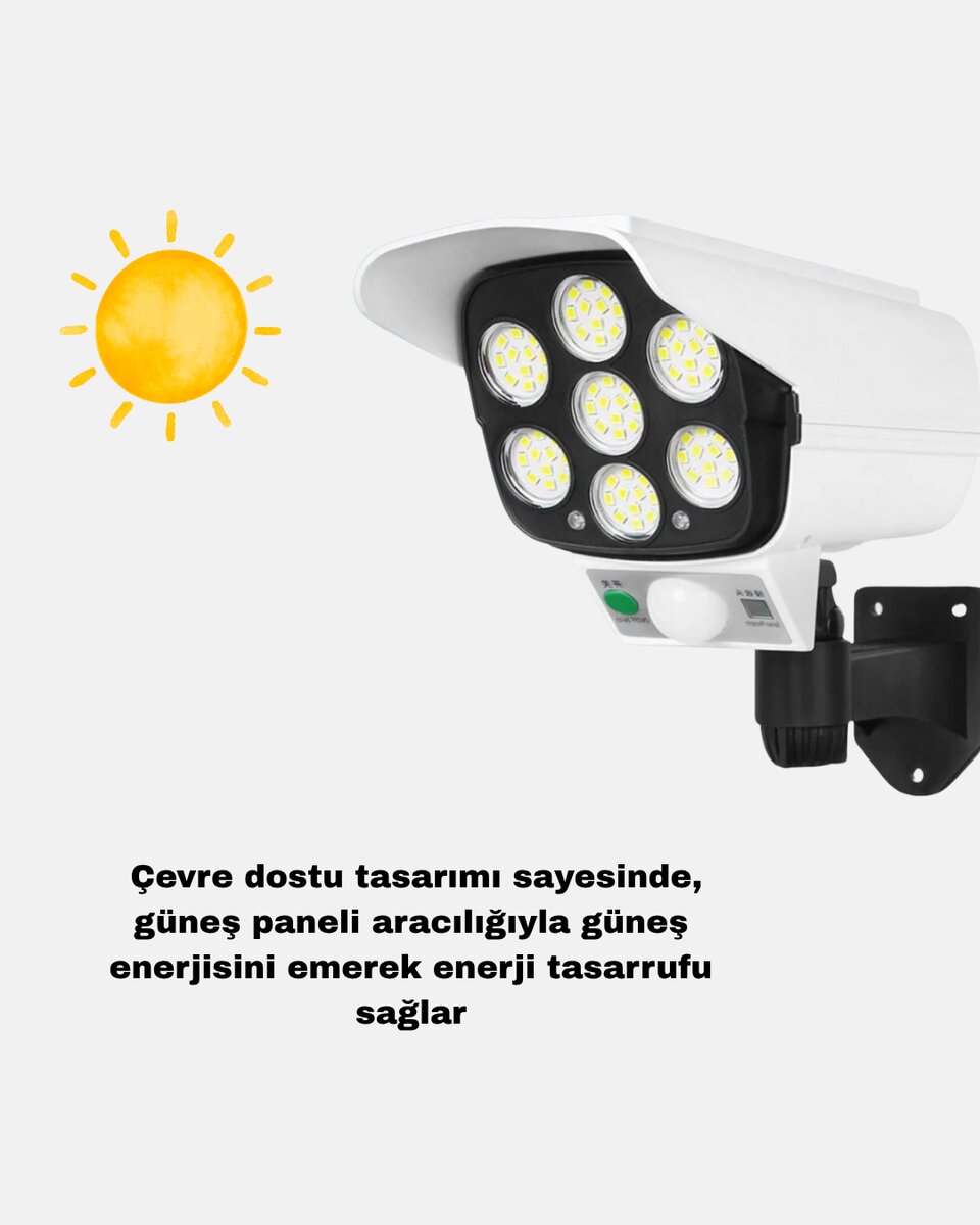 Güneş Enerjili Güvenlik Işığı Dış Mekan 5 Eksen Ayarlı ve PIR Hareket Sensörlü 2 Güneş Enerjili Güvenlik Işığı Dış Mekan 5 Eksen Ayarlı ve PIR Hareket Sensörlü - Görsel 2