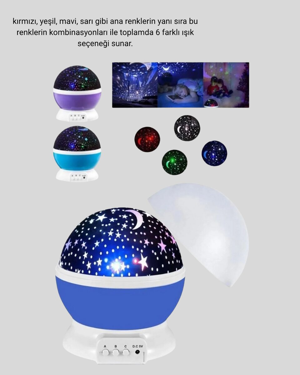 Çocuk Gece Lambası 6 Modlu Renkli LED Enerji Tasarruflu Masal Işığı 4 Çocuk Gece Lambası 6 Modlu Renkli LED Enerji Tasarruflu Masal Işığı - Görsel 4