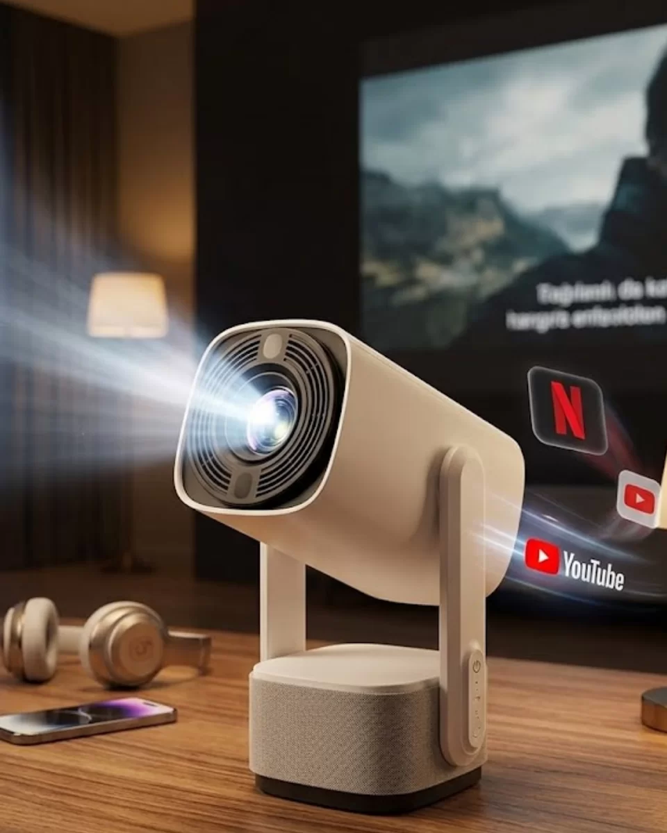 Akıllı Projeksiyon Powerbankli Taşınabilir Sinema Projektörü 4k HD Kaliteli 1 Akıllı Projeksiyon Powerbankli Taşınabilir Sinema Projektörü 4k HD Kaliteli