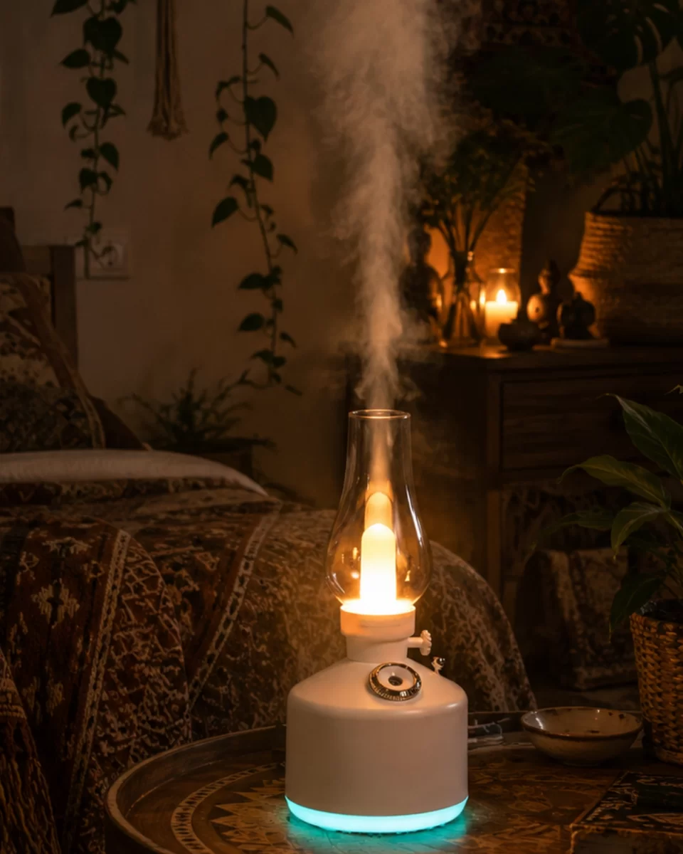 LED Işıklı Vintage Hava Nemlendirici Aromaterapi Difüzörü USB Şarjlı 1 LED Işıklı Vintage Hava Nemlendirici Aromaterapi Difüzörü USB Şarjlı