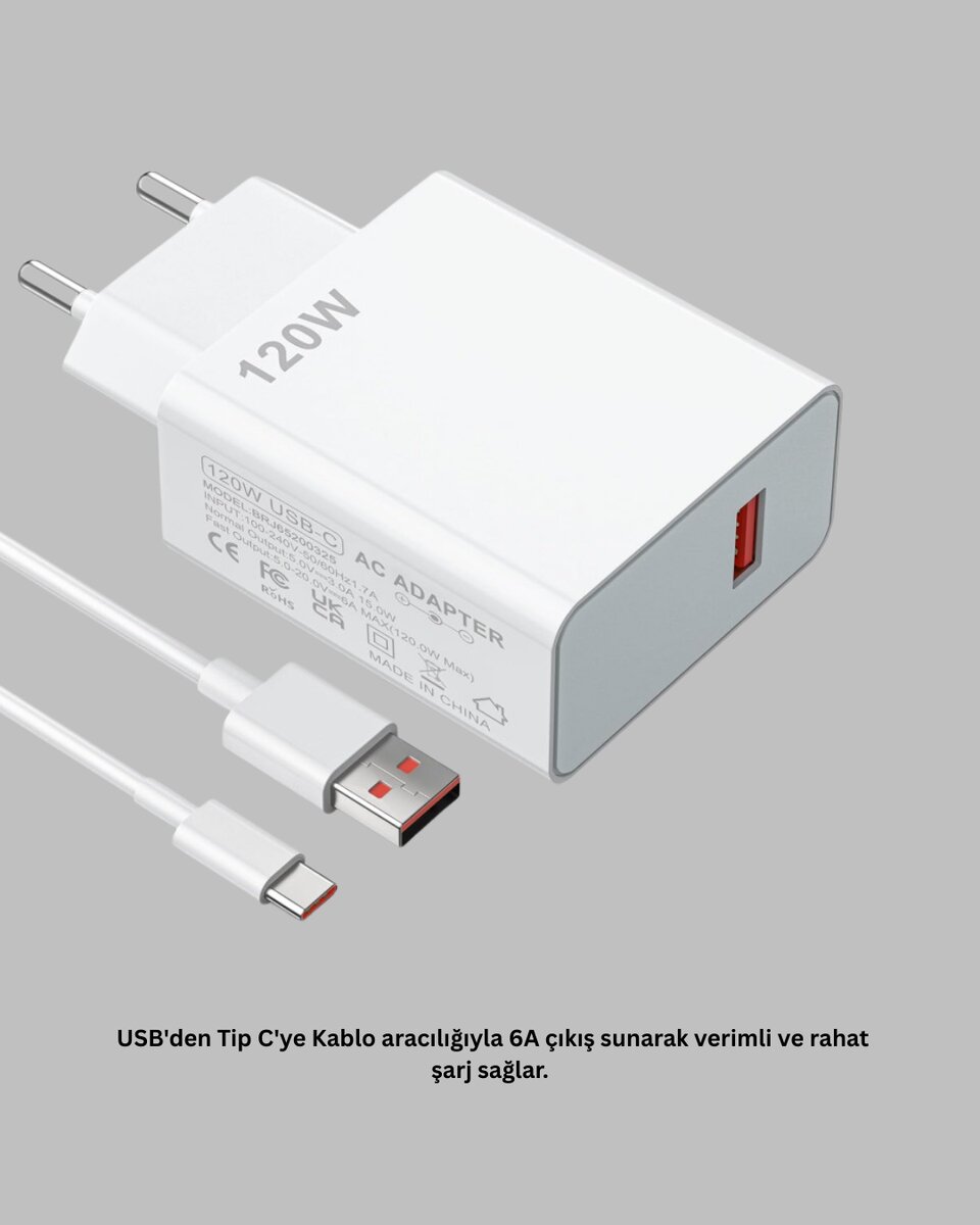 120 Watt Type C Şarj Başlığı Poco X3 X4 X5 Pro Uyumlu 4 120 Watt Type C Şarj Başlığı Poco X3 X4 X5 Pro Uyumlu - Görsel 4