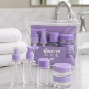 5 Parça Bakım Ürünü Taşıma Seti Şeffaf Seyahat Şişeleri
